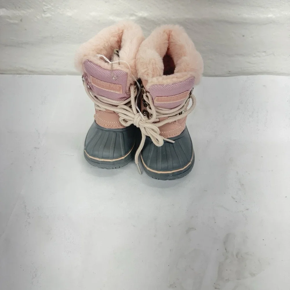 London Fog Collection Kids Snow Boots Size 5 Pink/Gray